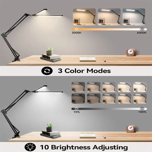 Lampes de bureau Led Double tête réglable en continu USB lampe de Table moniteur d'ordinateur lumière pour bureau étude lecture luminaire - vue 6 sur 8