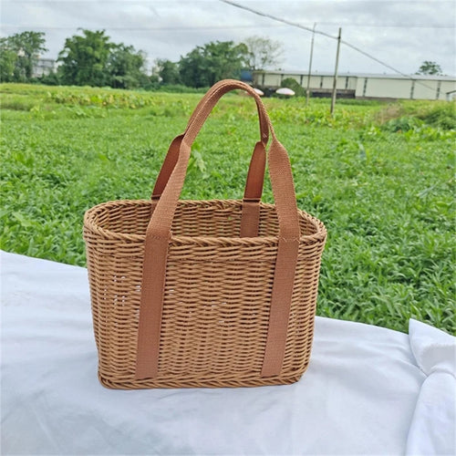 panier tissé pour fruits et fleurs avec poignées peu encombrant - vue 8 sur 8