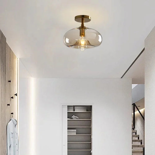 Plafonnier LED en verre au design minimaliste moderne - vue 3 sur 11
