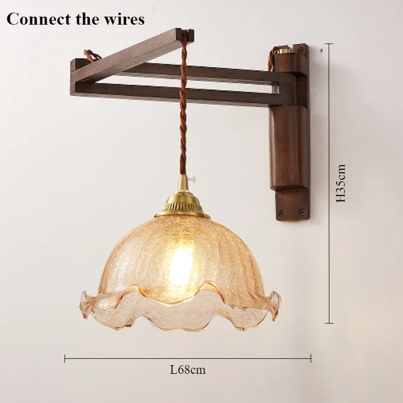 lampe moderne en bois de noyer avec lumière led décorative - vue 10 sur 21