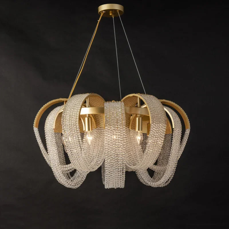 lustre rond en cristal de luxe pour décoration intérieure - vue 4 sur 10
