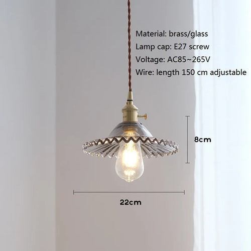 suspension vintage nordique en verre et laiton