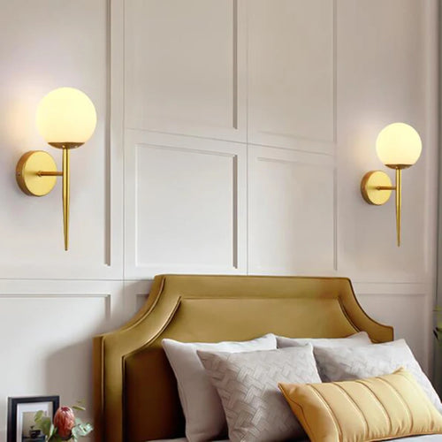 Applique murale boule de LED nordique appliques murales boule de verre nordique pour escaliers couloir chambre lampe de chevet E27 appliques murales d'intérieur lumières - vue 4 sur 14