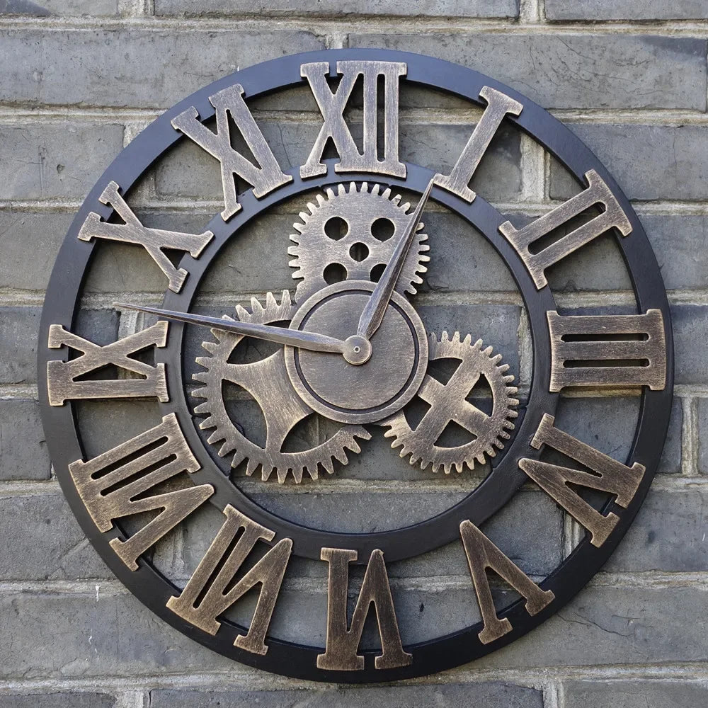 horloge murale vintage en bois artisanale rétro et décorative