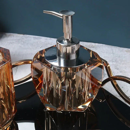 distributeur de savon en verre luxe pour salle de bain - vue 7 sur 15