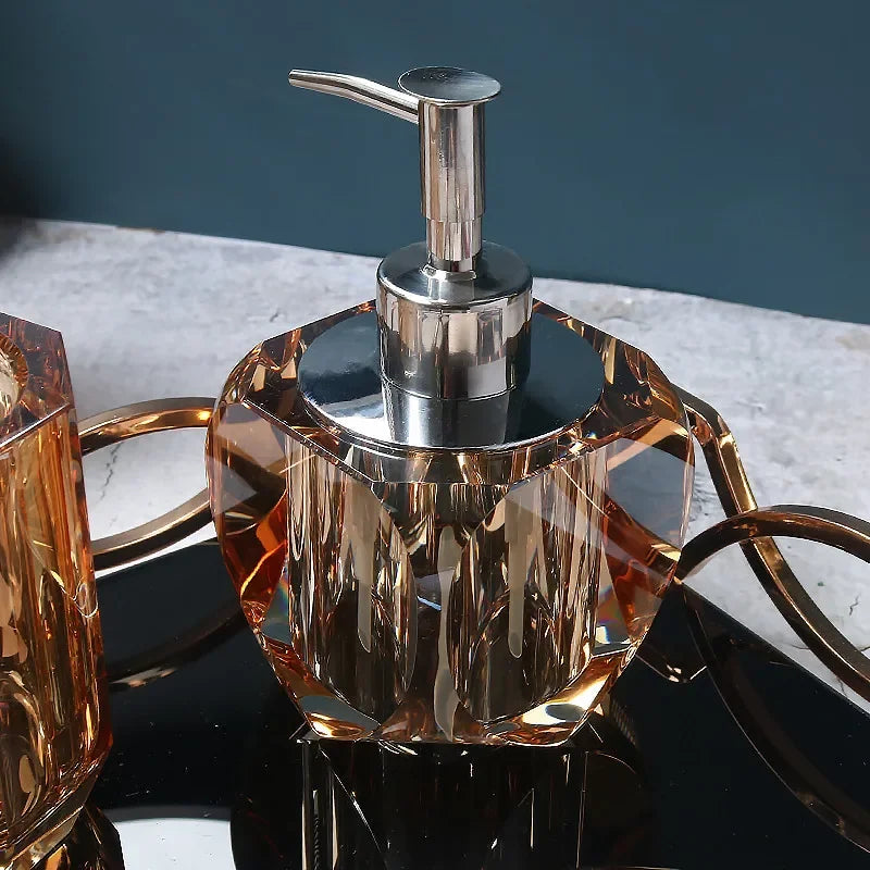 distributeur de savon en verre luxe pour salle de bain - vue 6 sur 15