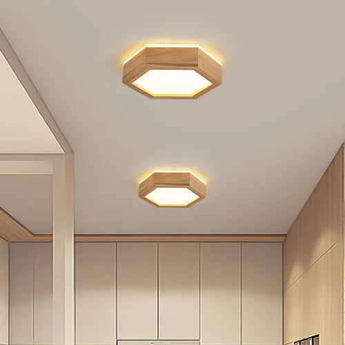 Plafonnier LED en bois au design moderne - vue 6 sur 12