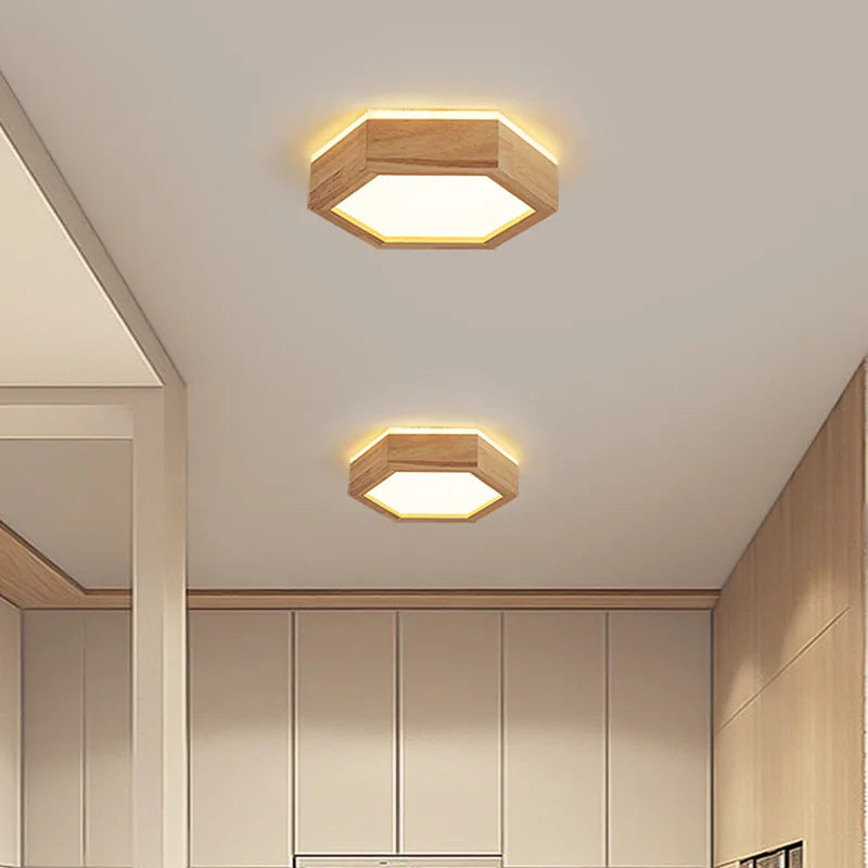 Plafonnier LED en bois au design moderne - vue 6 sur 12