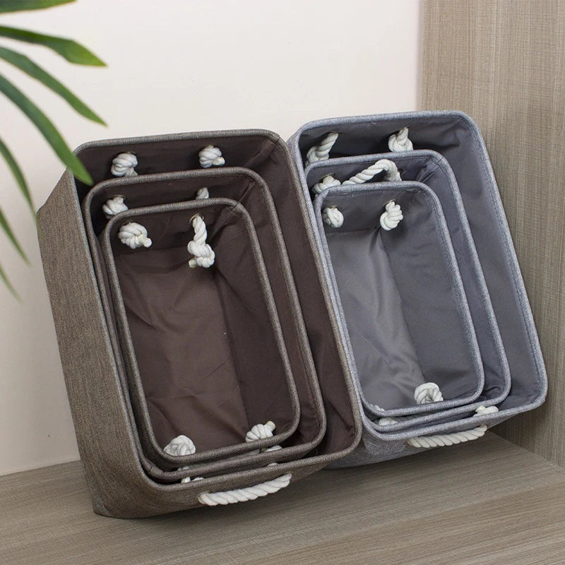 boîte de rangement en lin pour vêtements et jouets divers - vue 4 sur 12