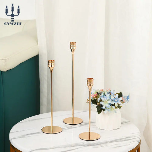 lot de 3 bougeoirs en métal décoration élégante pour mariage et fêtes - vue 5 sur 21