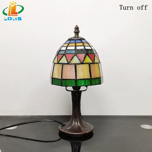lampe de chevet en verre teinté style tiffany pour décoration élégante - vue 7 sur 6