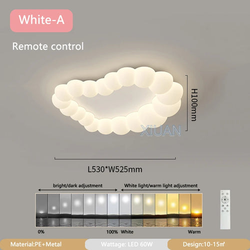 Nordic Cloud Ceiling Lamps Bedroom Ceiling Light Pink White Bubble Design Children's Room Chandelier Lights for Princess Room - vue 9 sur 12