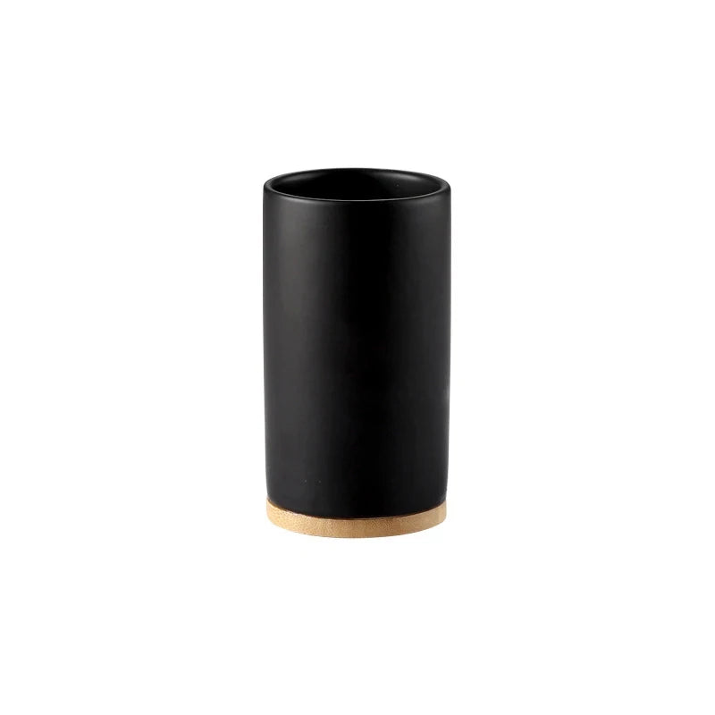porte-brosse à dents en céramique style nordique avec base en bois - vue 15 sur 22