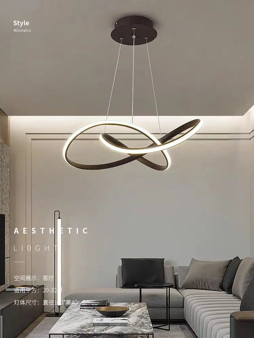 suspension LED torsadée design nordique intensité variable - vue 7 sur 8