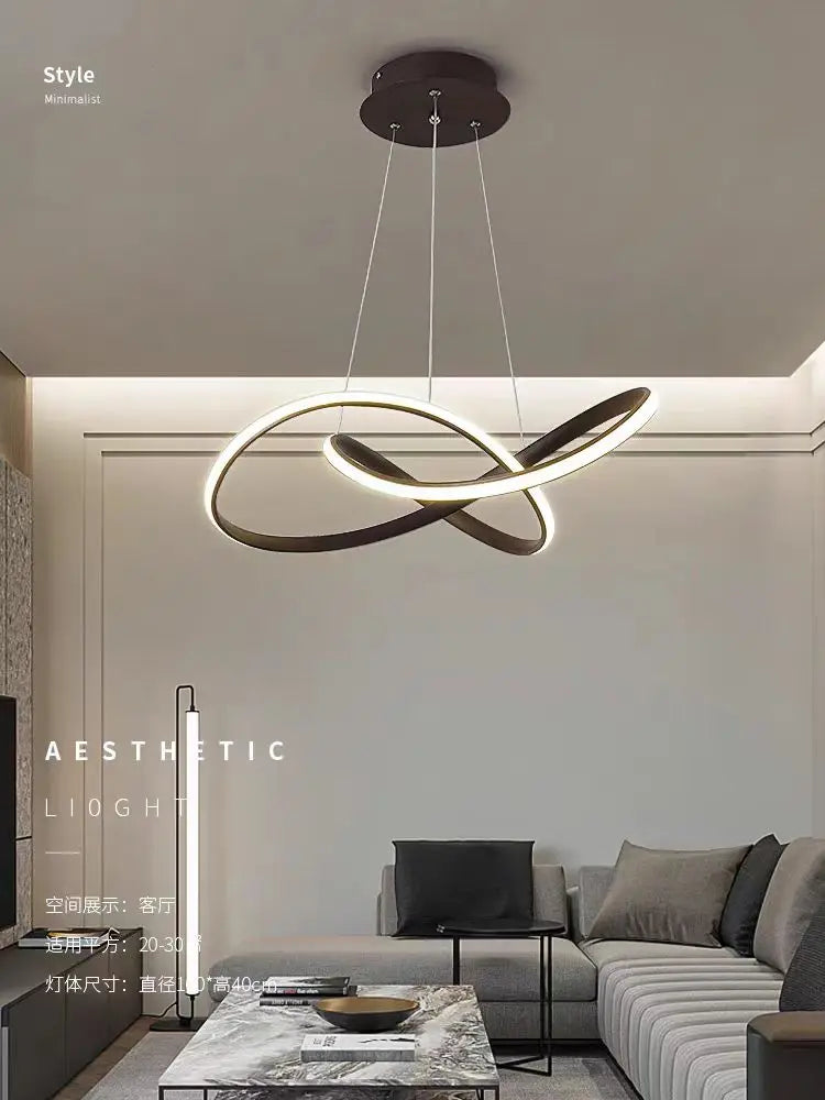 suspension LED torsadée design nordique intensité variable - vue 6 sur 8