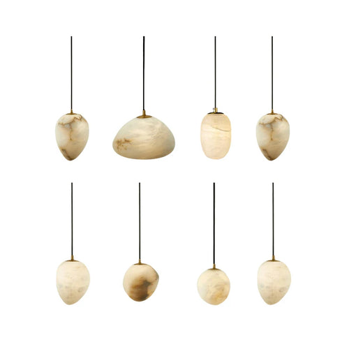 lustre suspendu led marbre géométrique intensité variable - vue 3 sur 12