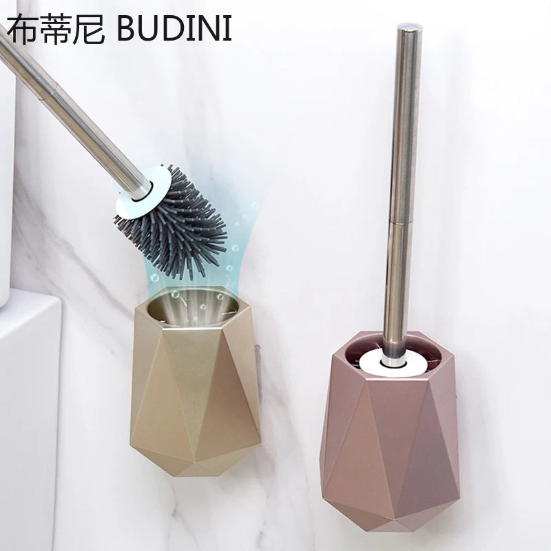 brosse de toilette en silicone avec support mural ou sur pied - vue 3 sur 10