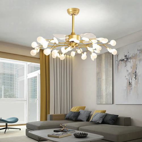 suspension ventilateur créatif moderne avec lumière LED - vue 2 sur 18