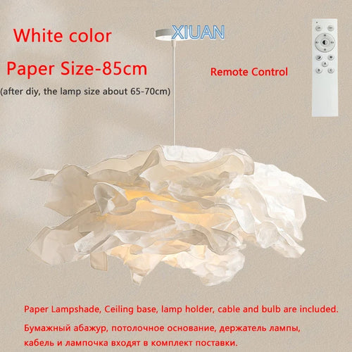 lustre minimaliste en papier led pour éclairage intérieur bricolage - vue 12 sur 12
