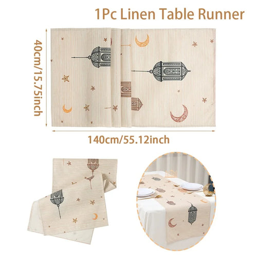 Chemin de table ramadan motifs lanterne lune étoiles - vue 8 sur 9