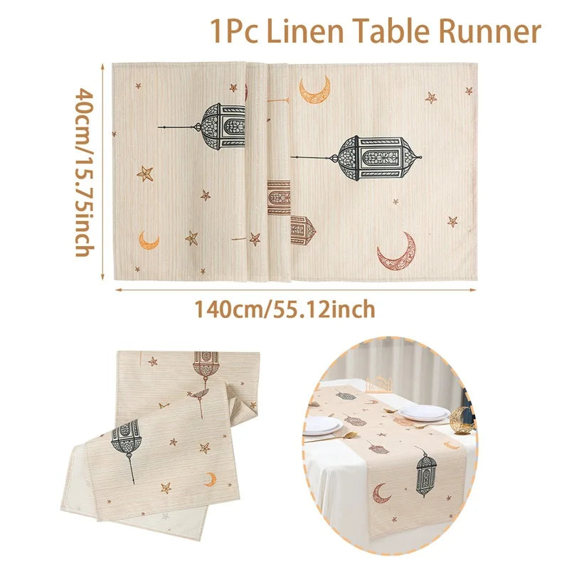 Chemin de table ramadan motifs lanterne lune étoiles - vue 7 sur 9