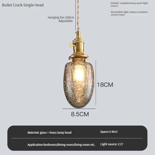 lustre vintage edison avec ombre en verre cristal pour bar loft - vue 3 sur 22