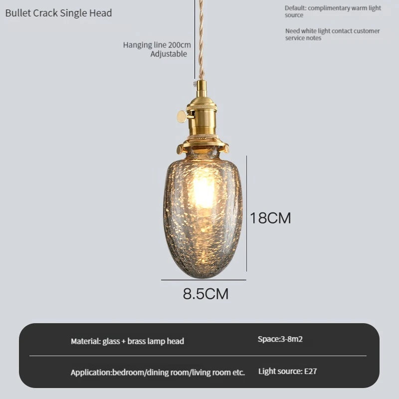 lustre vintage edison avec ombre en verre cristal pour bar loft - vue 3 sur 22