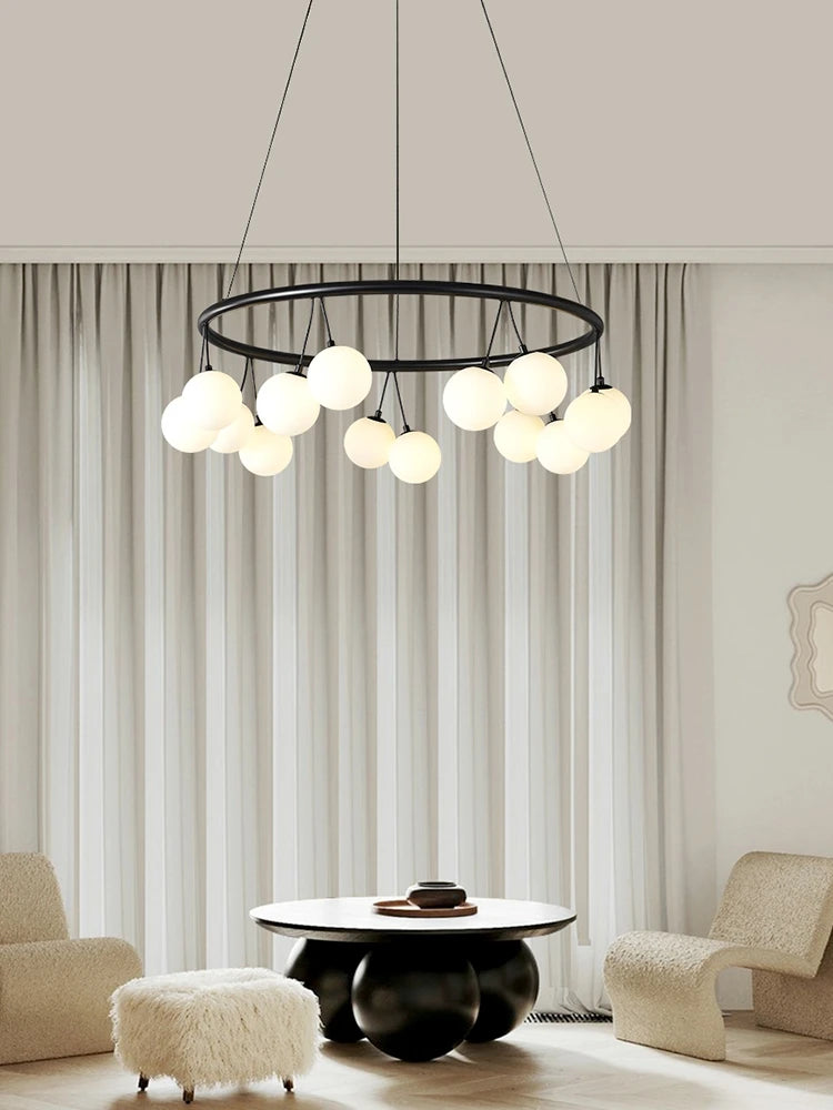 suspension circulaire design en verre pour intérieur moderne - vue 3 sur 9