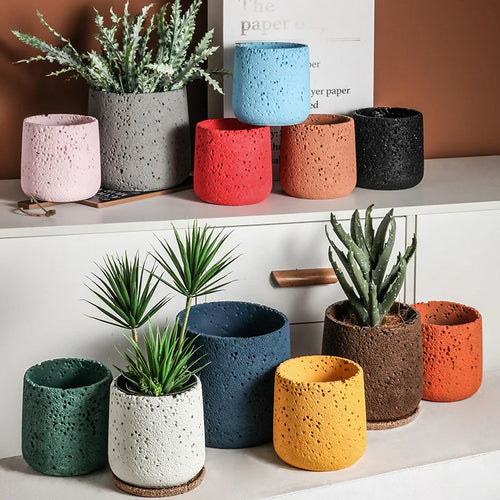 pot de fleur moderne en ciment pour décoration intérieure et extérieure - vue 3 sur 19