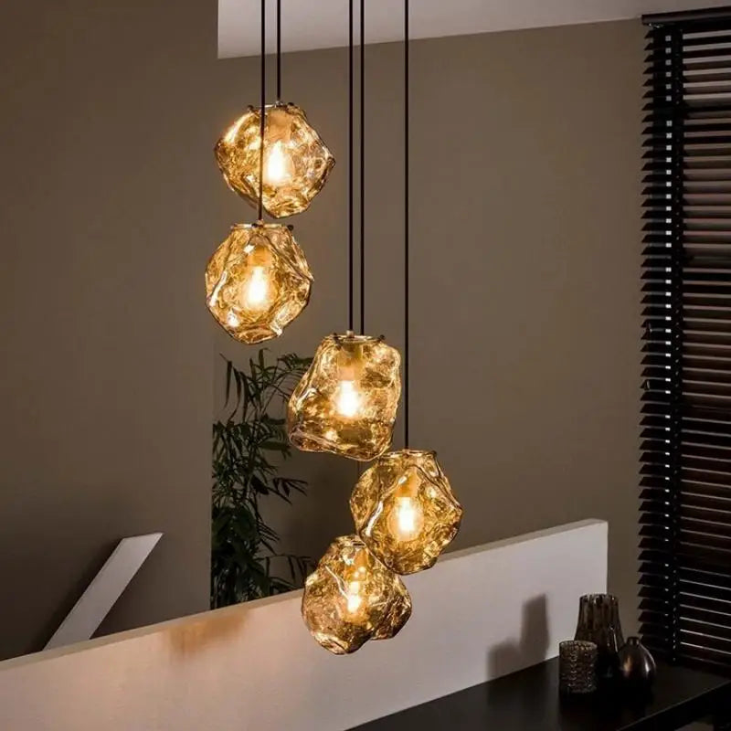 lustre nordique en verre lave glace forme créative rétro - vue 5 sur 9