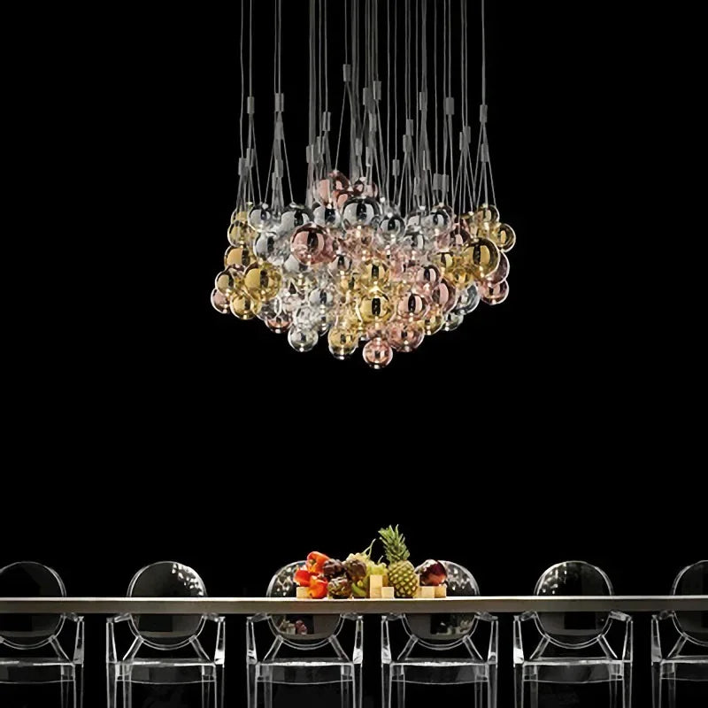 lustre nordique en verre avec suspension led pour décoration intérieure - vue 3 sur 12