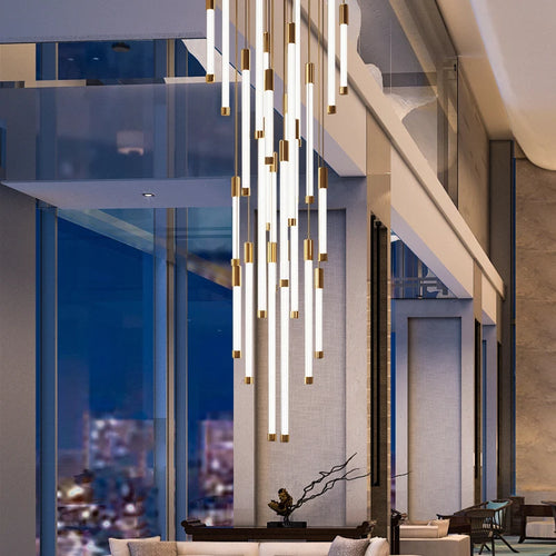 Modern luxury staircase LED pendant lights, duplex living room and attic lighting, restaurant decoration, hanging pendant lights - vue 3 sur 15