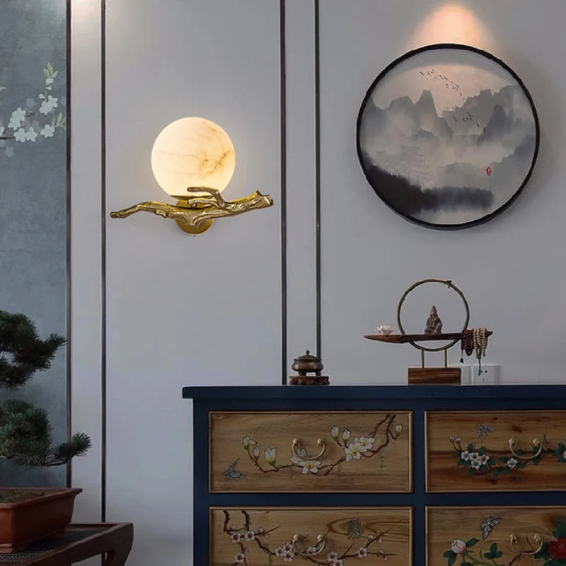 applique murale de luxe en cuivre marbre et laiton - vue 3 sur 7