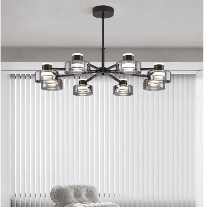 Modern new LED Italian full copper living room chandelier designer home dining room, kitchen bar lamp bedroom glass chandelier - vue 1 sur 11