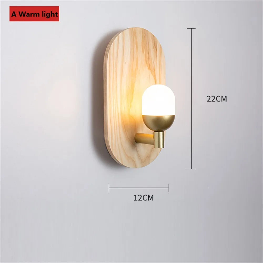 applique murale moderne nordique en bois avec led décorative - vue 10 sur 10