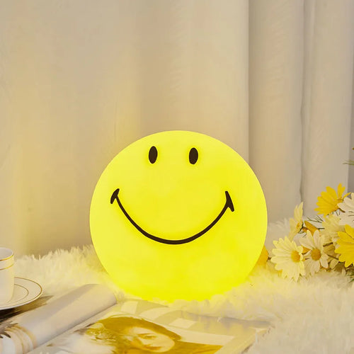 Simple sourire visage Led veilleuses USB Rechargeable PE lampe de nuit chambre d'enfants Protection des yeux chambre chevet décor lampe de bureau - vue 5 sur 6