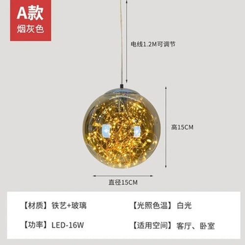 lustre nordique étoilé en verre pour décoration moderne - vue 8 sur 24