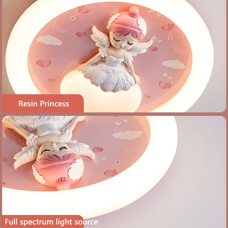 Full Spectrum Children's Room Ceiling Lamp Cartoon Resin Princess Ceiling Light Kids Baby Room Bedroom Nursery School Decor 220V - vue 5 sur 8