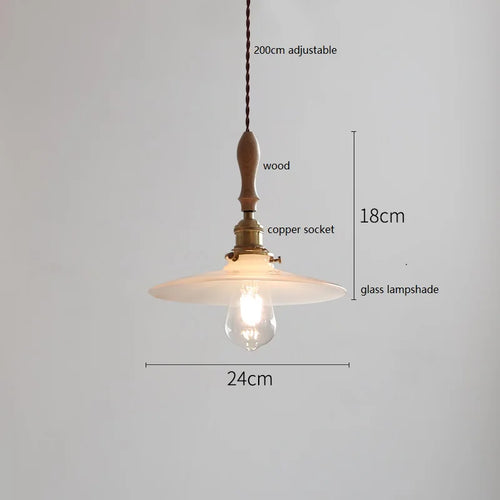 Suspension style japonais en céramique et bois de frêne vintage - vue 18 sur 29