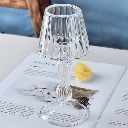 lustre en verre à rayures bougeoir créatif romantique délicat - vue 2 sur 11