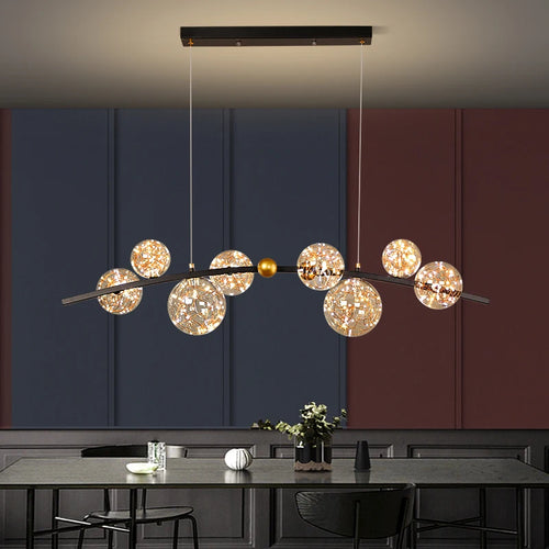 suspension led nordique boule de verre clair pour bar restaurant - vue 3 sur 14