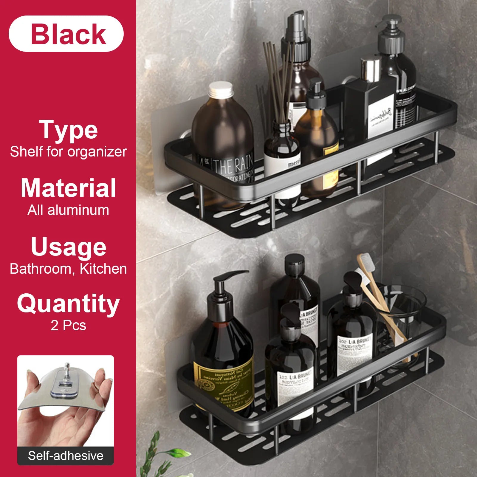 etagère murale sans perçage pour rangement de salle de bain et cuisine - vue 24 sur 30