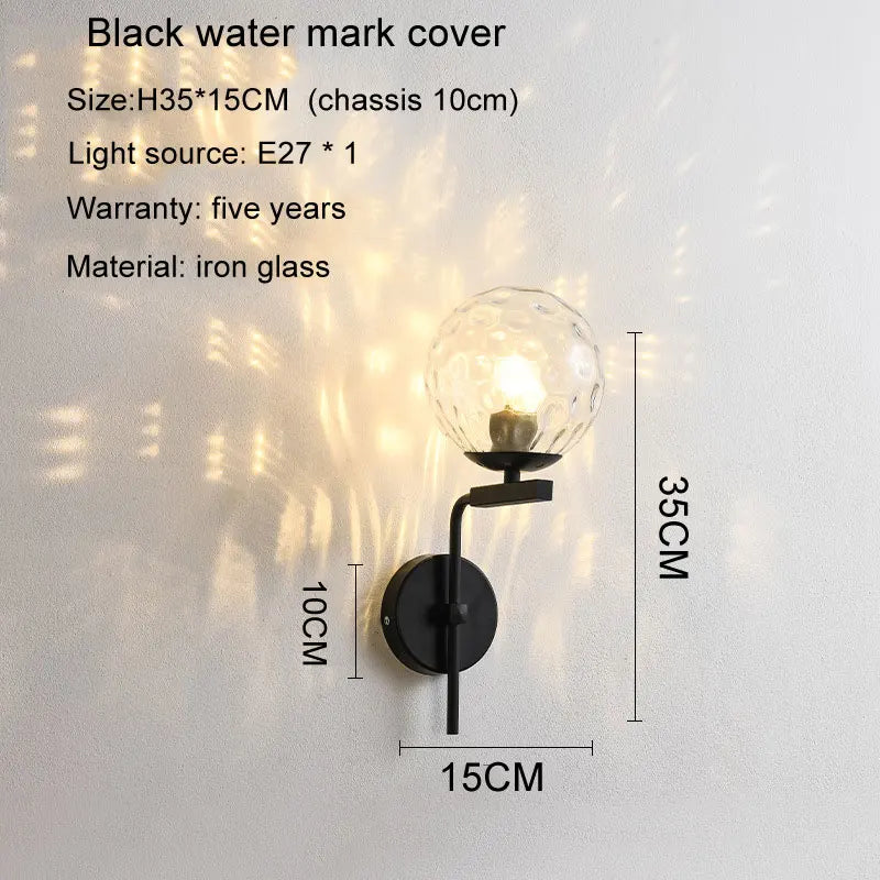 applique murale led moderne en forme de boule de verre pour décoration intérieure - vue 9 sur 10