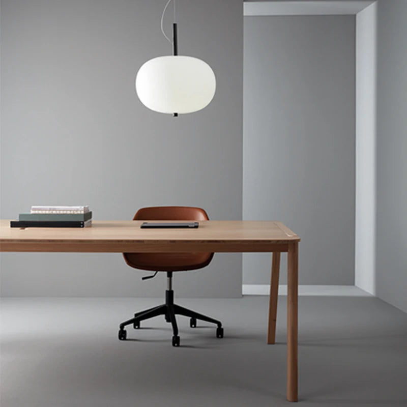 Kobuc Design nordique salon suspension avec grande boule ronde abat-jour en verre créatif bois lustre salle à manger chevet - vue 4 sur 13