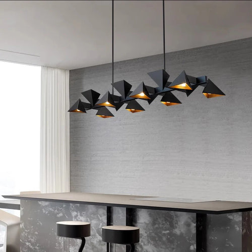 Lustre design moderne en métal noir décoratif intérieur - vue 6 sur 9
