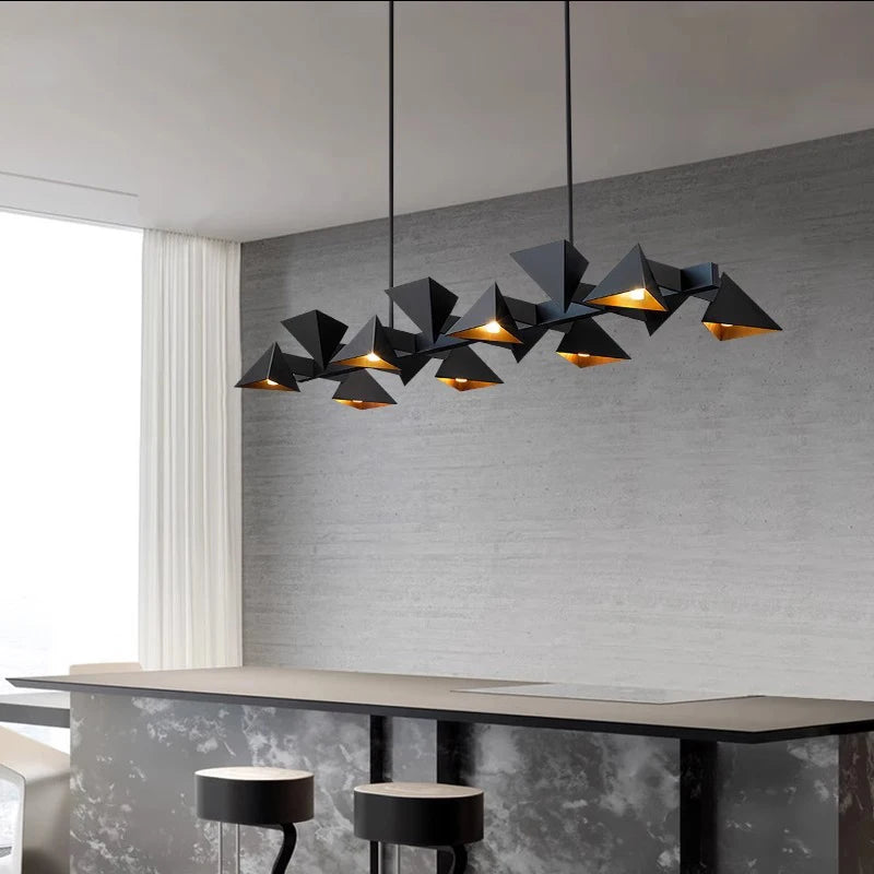 Lustre design moderne en métal noir décoratif intérieur - vue 5 sur 9