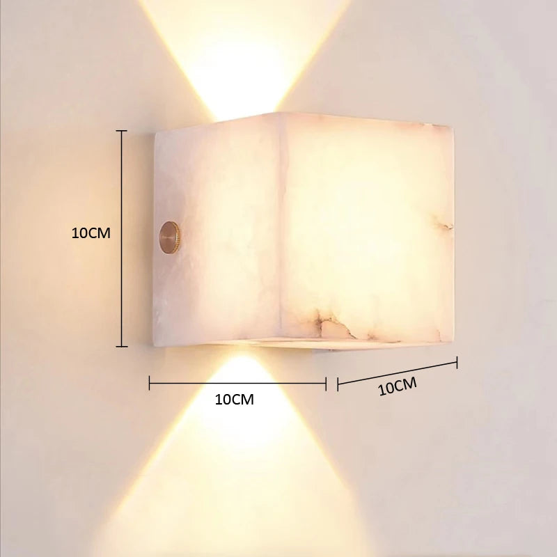 applique murale led moderne en marbre naturel et cuivre - vue 5 sur 7