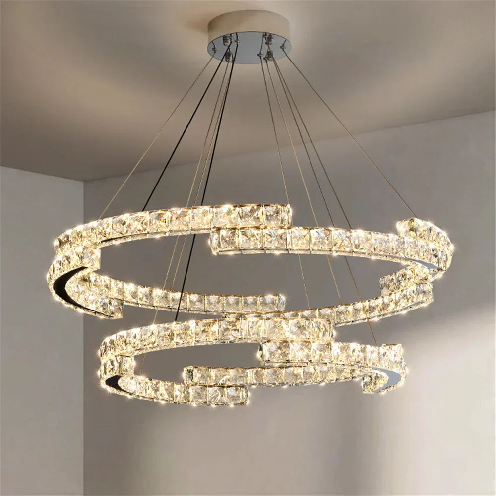 lustre led en cristal design luxe pour décoration intérieure - vue 3 sur 14