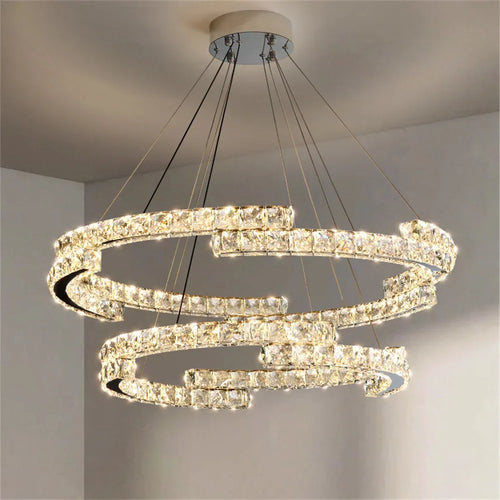 lustre led en cristal design luxe pour décoration intérieure - vue 4 sur 14