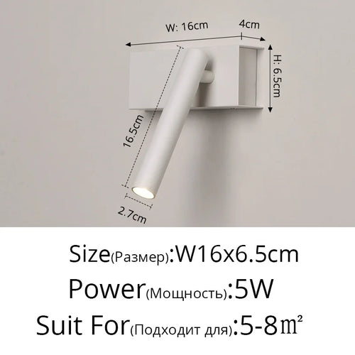 Rotatif 	 moderne applique murale LED lampes noir blanc salon TV fond applique allée lumières projecteur éclairage intérieur décor à la maison - vue 12 sur 16